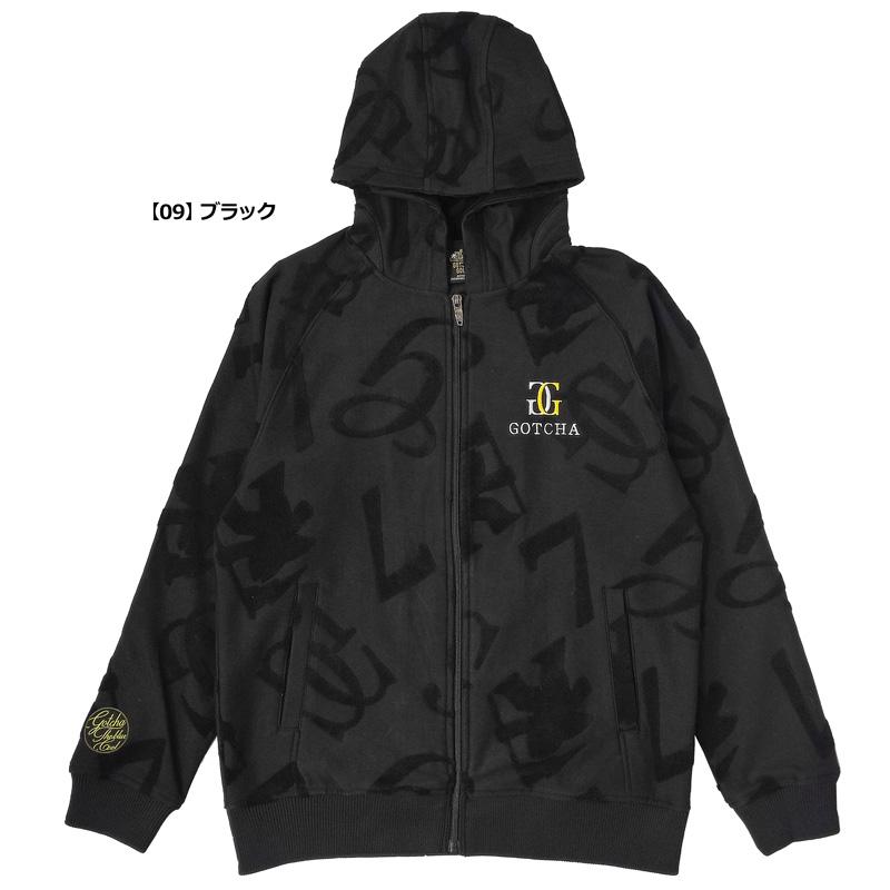 ガッチャゴルフ メンズ ストレッチ 長袖パーカー ジャカード織ロゴ総柄 241GG1320 GOTCHA GOLF TAAR フルジップ ジップアップ アウター ゴルフウェア トップス_2