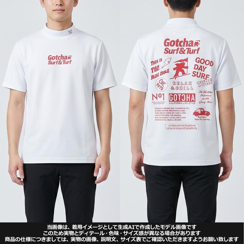 GOTCHA GOLF ガッチャゴルフ モックネック 半袖シャツ ストレッチ 吸水