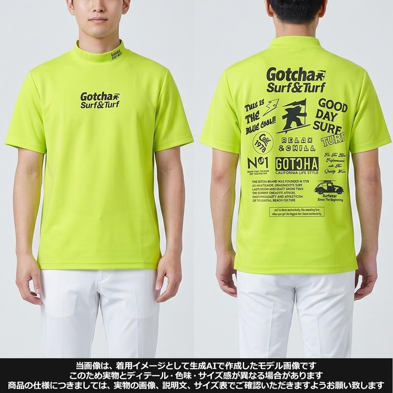 GOTCHA GOLF ガッチャゴルフ モックネック 半袖シャツ ストレッチ 吸水