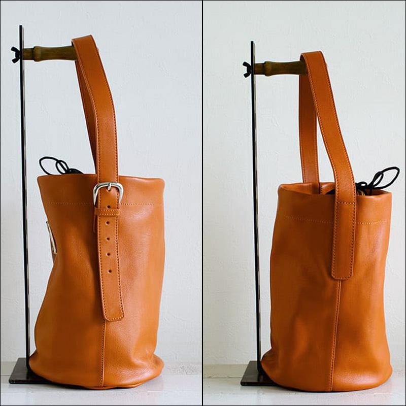 木の庄帆布　バケツ型トートバッグ 木の庄帆布（Kinosho Hampu） レザー ビッグ トートバッグ BUCKET TOTE
