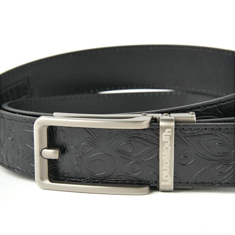 ラウドマウス ホールレス バックル ベルト シャガデリック エンボス加工 ブラック 763904(998) 日本規格 SAAR Loudmouth ゴルフウェア メンズ Belt MAY3 | LOUDMOUTH | 01