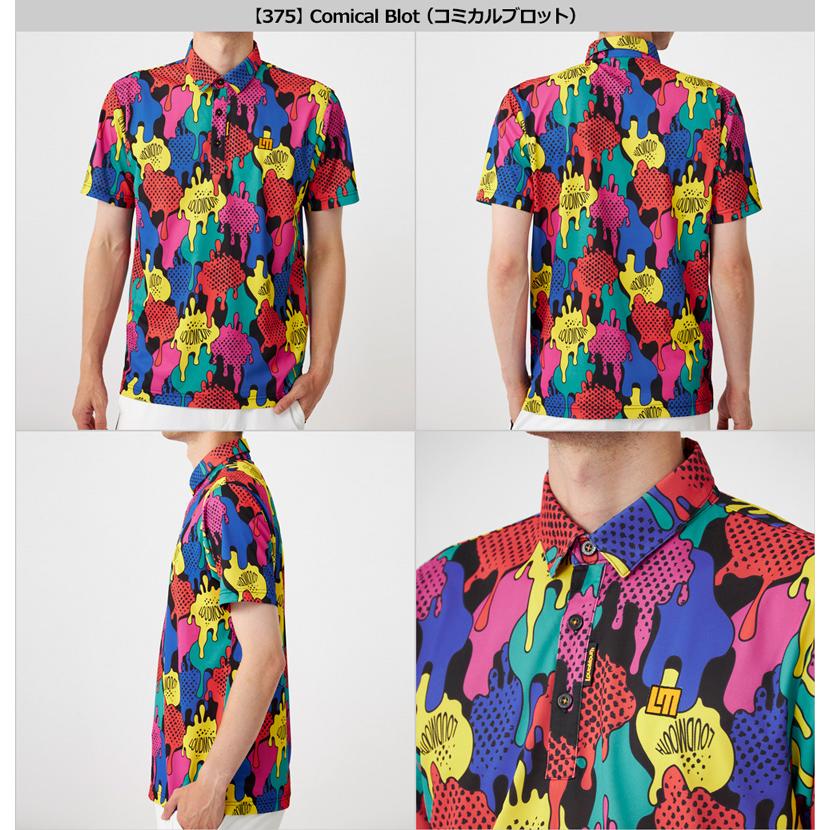 さ*と様 LOUD MOUTH ラウドマウス 半袖ポロシャツ スカルフラワー ホ LOUDMOUTH ラウドマウス メンズ 半袖 ポロシャツ 吸汗速乾 UV