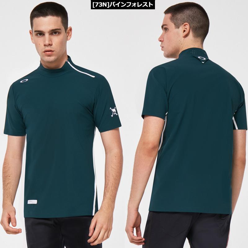 OAKLEY スカル　刺繍　ボタン　シャツ　半袖　洗える OAKLEY（オークリー） クーポン有 スカル モックネック 半袖シャツ