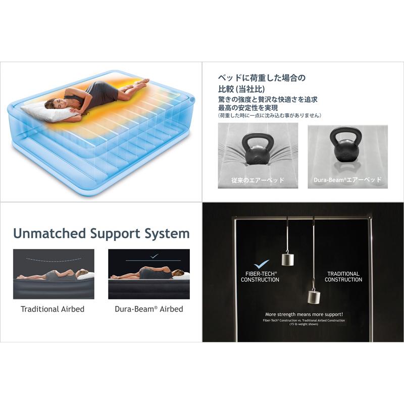INTEX インテックス サーマラックス エアーベッド クイーンサイズ 38620JB 電動ポンプ内蔵 4分で設置可 152x203x51cm 耐荷重272kg  来客用 寝具 アウトドア用品の画像