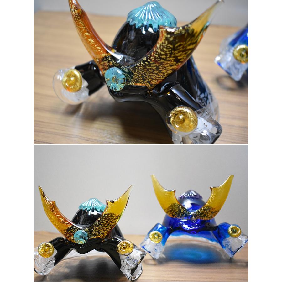 博多びーどろ 粋工房 ガラスの置物 武将兜 GK-11 山崎真一作 日本製 五
