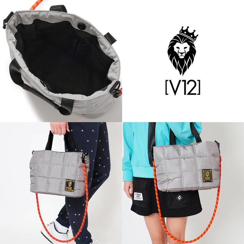 V12 ゴルフ キルティング ミニトートバッグ ロープショルダー付 QUILT CART BAG V122520-BG05 ヴィ・トゥエルヴ  UCBR カートバッグ ロゴ V12GOLF OCT2の画像