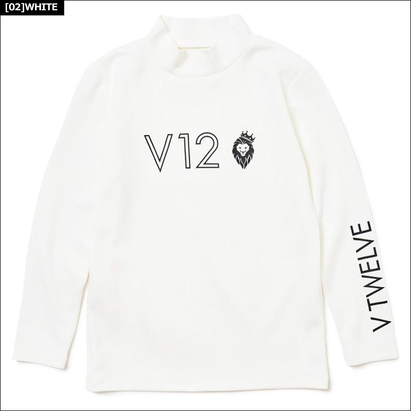 V12 LUX ゴルフ　モックネック　白　黒ロゴ　春夏　レディースＭ　美品 クーポン有 V12 ゴルフ レディース モックネック 長袖シャツ BSK O/L
