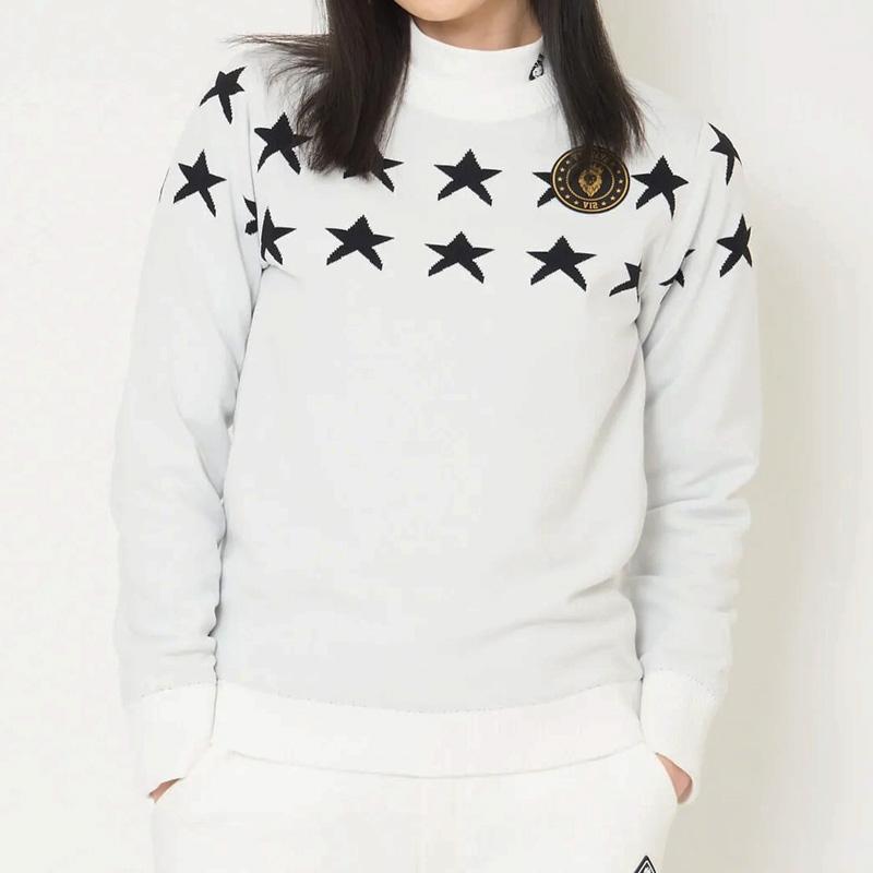 V12 ゴルフ レディース クルーネック セーター HALF STAR KNIT V122220-KN03 ヴィ・トゥエルヴ RCBR ゴルフウェア アウター トップス 星 スター GOLF NOV3_4