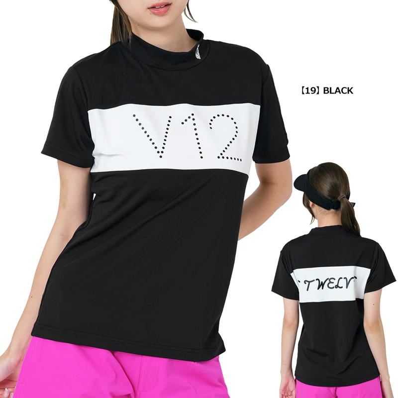 V12 ゴルフ レディース 半袖 モックネック シャツ NAME MOCK V122410-MK11 ヴィ・トゥエルヴ  TAAR ゴルフウェア おしゃれ モックシャツ V12GOLF APR1_4