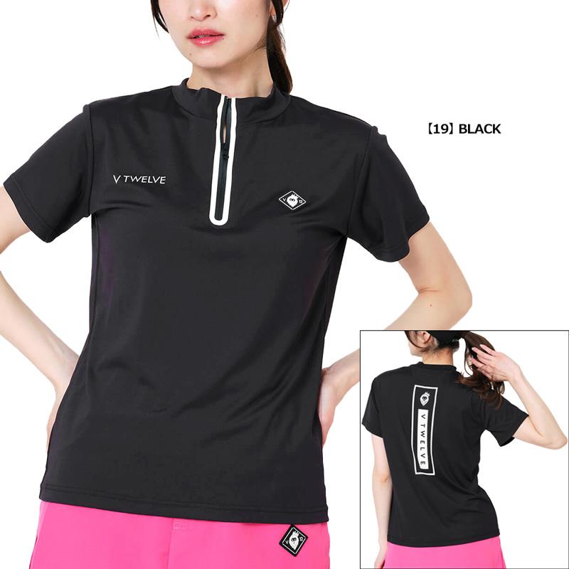 V12 ヴィトゥエルヴ ZIP UP MOCK ハーフジップ　レディース　M V12（ヴィ・トゥエルヴ） ゴルフ レディース 半袖 ハーフジップ モック
