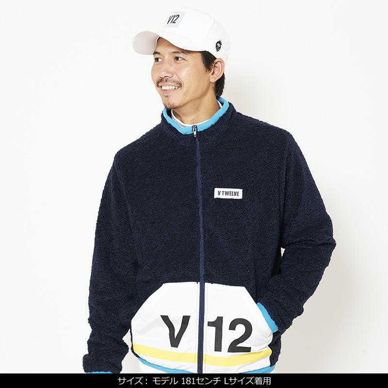 V12 ゴルフ ヴィ・トゥエルヴ メンズ 長袖 ボア ジャケット V121920-JK09 FLEECE JKT 78/Navy ZCBQ 秋 冬 ゴルフウェア トップス アウター Number_1
