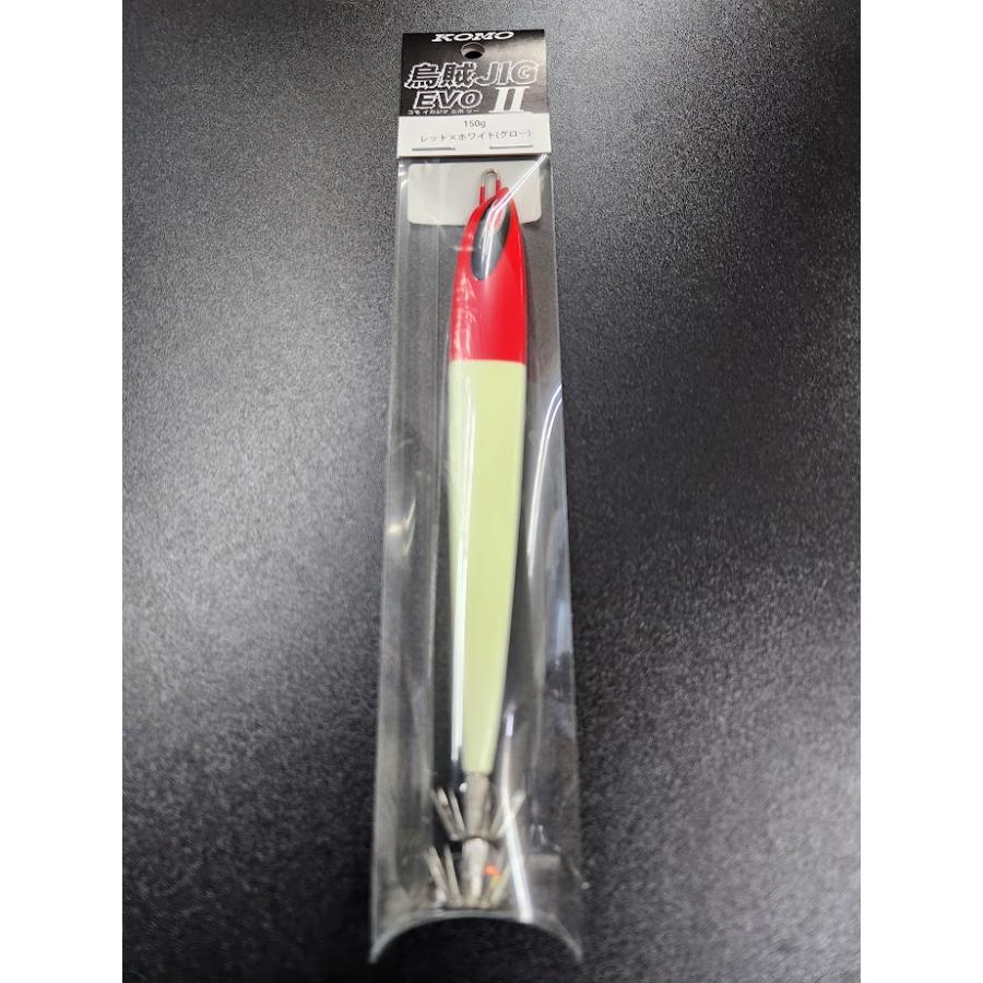 烏賊JIG EVO II 150g 100g オールグロー KOMO 烏賊JIG EVOII 150g ＃02 レッド×ホワイト（グロー