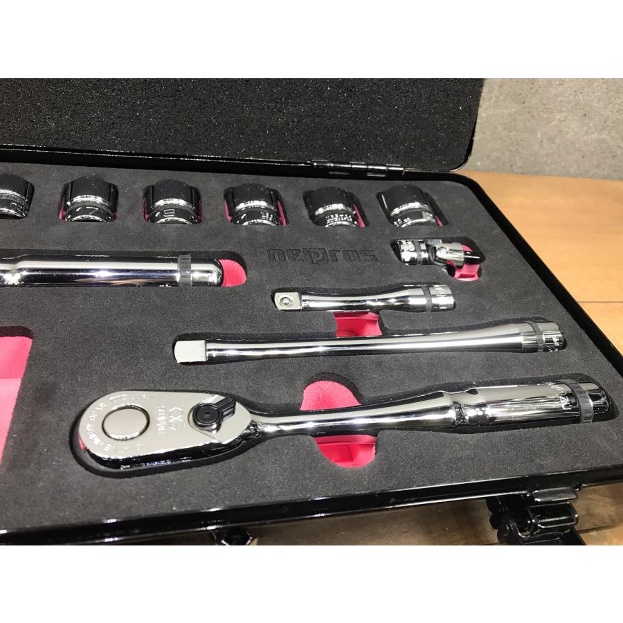 B-e034【中古品】ネプロス 9.5sq.  NTB317AZ  17点セット ソケットレンチセット ケース付 3/8 ツールセット nepros |  | 01