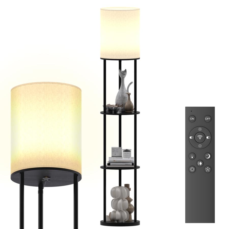 フロアライト フロアランプ LED ラック付き 棚付き 木製 フロア