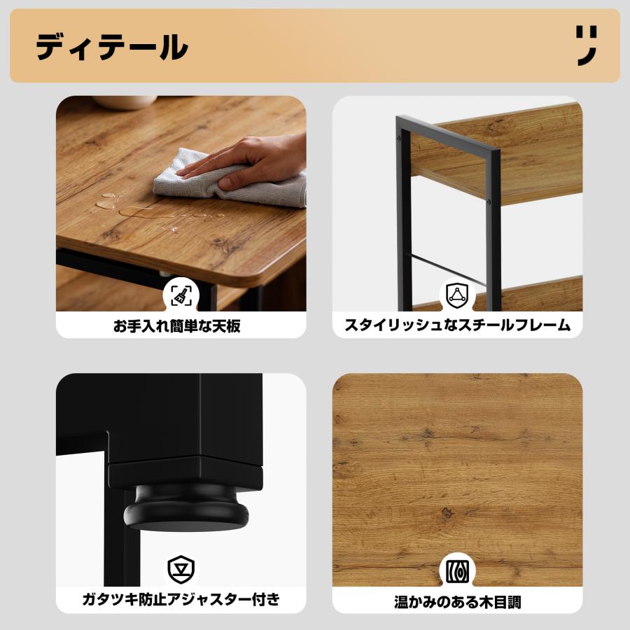 デスク 収納付き 折りたたみ式 80×70cm PC 学習机 コンパクト