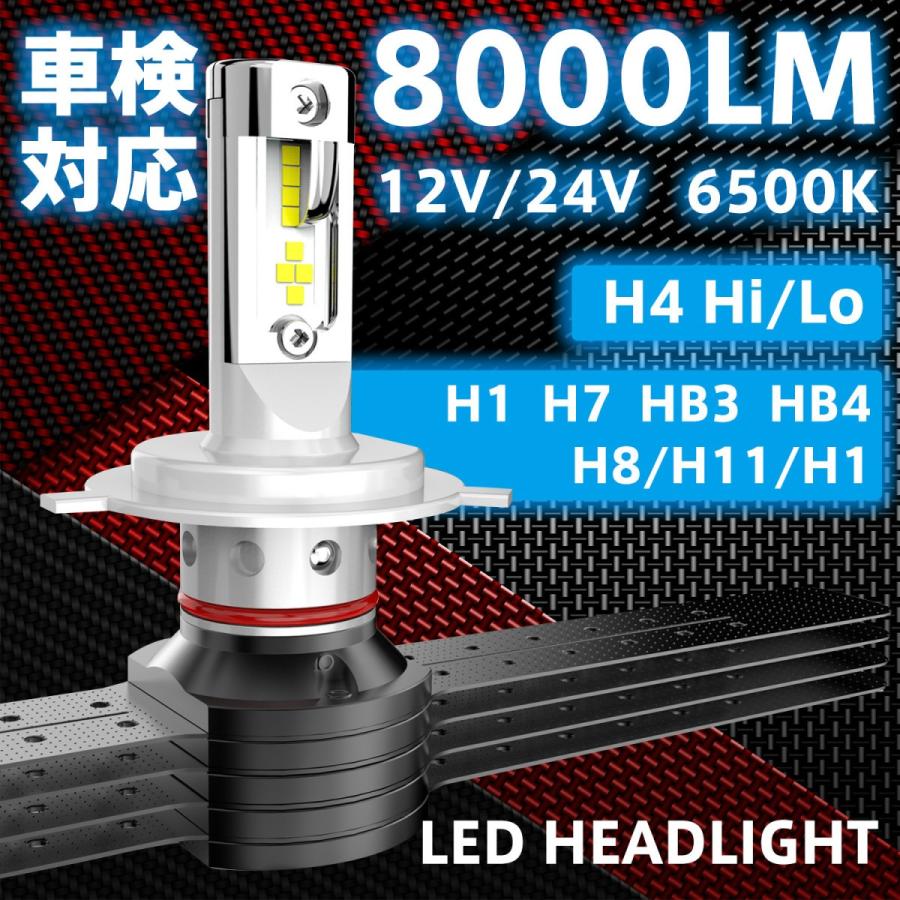 LEDヘッドライト H4 Hi/Lo H7 H1 H8/H11/H16 HB3 HB4 フォグランプ LED 8000lm 6500K DC9~32V 12V/24V兼用 光軸調整可能 車検対応 2個セット 1年保証｜thnlight