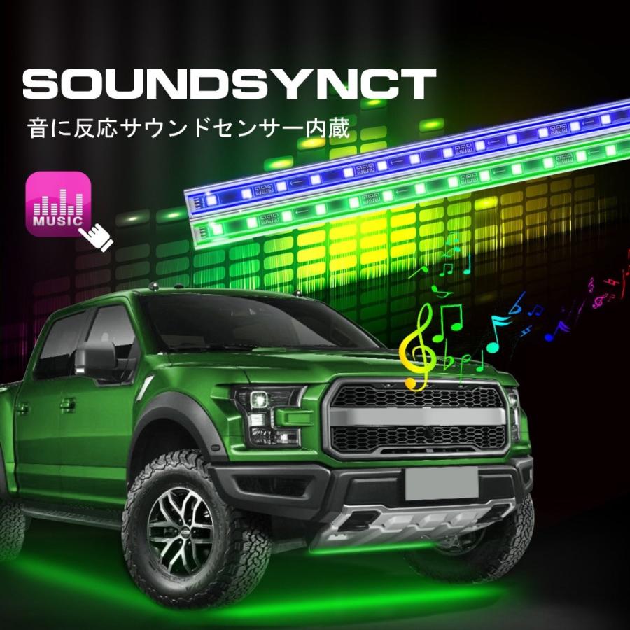 LEDテープ アンダーライト RGB 高輝度 音に反応サウンドセンサー内蔵 リモコン フルカラー 360度の堅い構造 防水 多種フラッシュモード 16色切替 bluetooth対応の画像