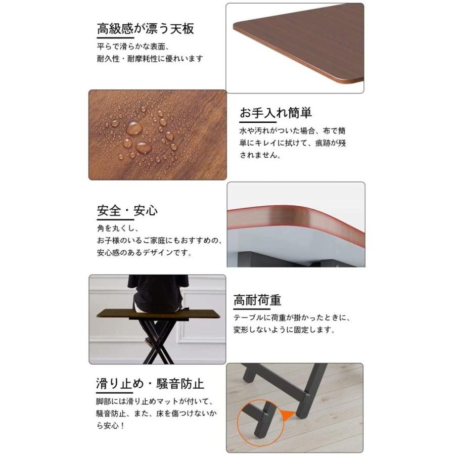 折りたたみテーブル ダイニングテーブル パソコンデスク 約60×60×55cm