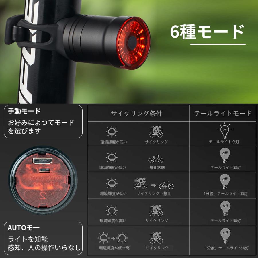 テールライト 自転車用 高輝度 Ip65防水 Usb充電式 自動点灯 消灯 スマートブレーキ警告 自転車テールライト 6種モード ロードバイク 長時間連続点灯 リアライト Thn Thnlight 通販 Yahoo ショッピング