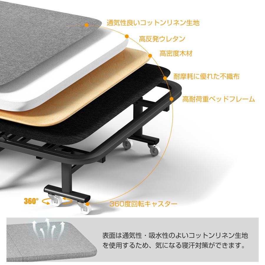 折りたたみベッド シングル コンパクト収納 6段階リクライニング 折りたたみベッド シングル コンパクト収納 6段階リクライニング