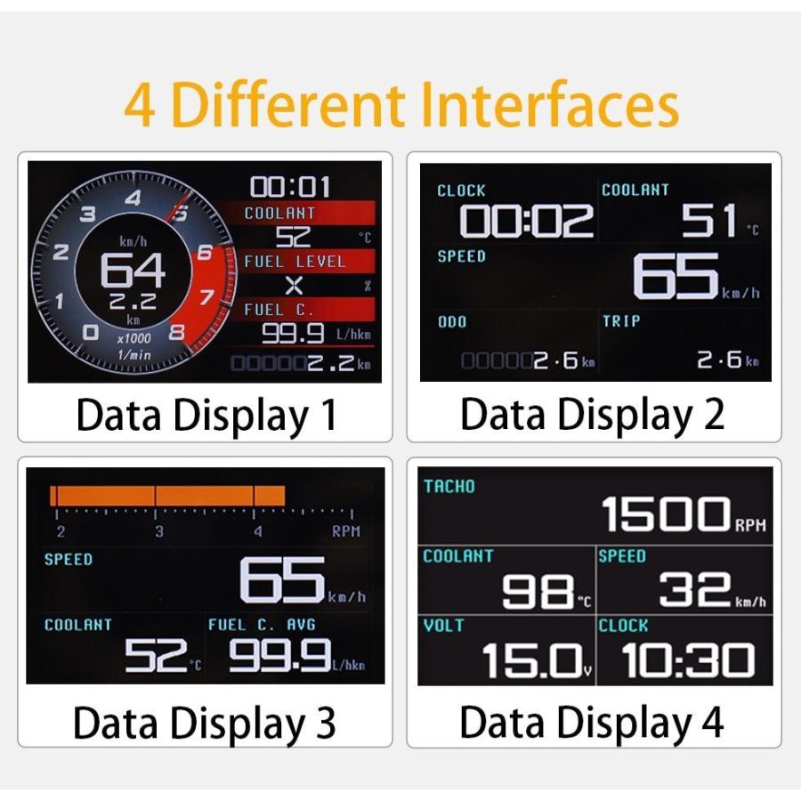 Vjoycar-油圧および冷却水温度計,デュアルシステム,ヘッドアップディスプレイ,obd2 hud,gps,デジタルスピードメーターx1,obd2メーター,v60ターボブースト|thomsonz|21