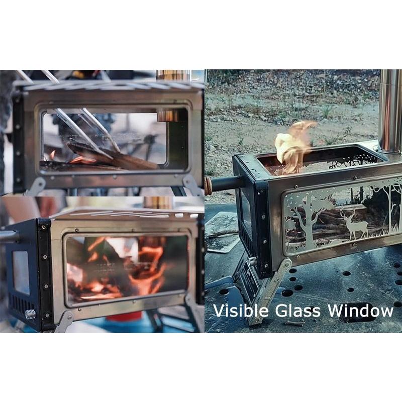 格安人気 煙突 ポータブルキャンプ薪ストーブ 超軽量薪ストーブ 穴付き 冬用調理用ストーブ テント ストーブ Cityofalamosa Org