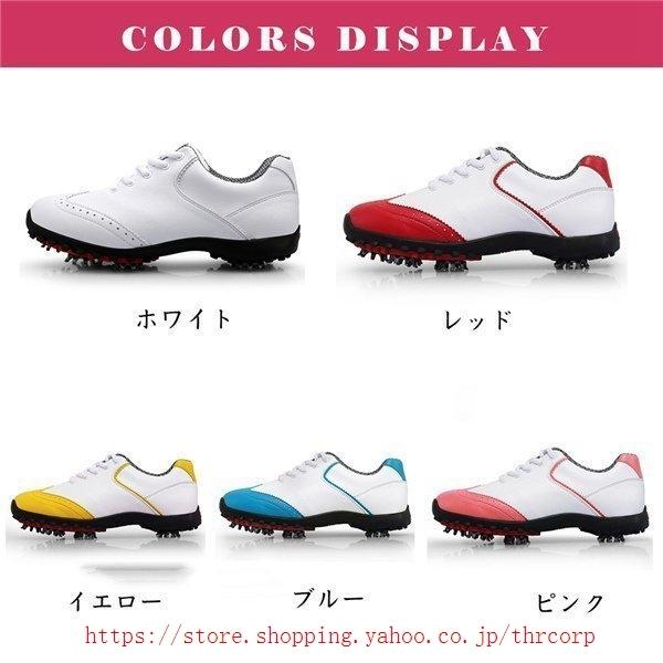 テニス Pu おしゃれ ゴルフ シューズ 店長おすすめ 防水 ウイングチップ スパイクレス ゴルフシューズ Thrcorp Thr 軽量 通気 防水 レディース Pu スポーツ 登山 婦人靴