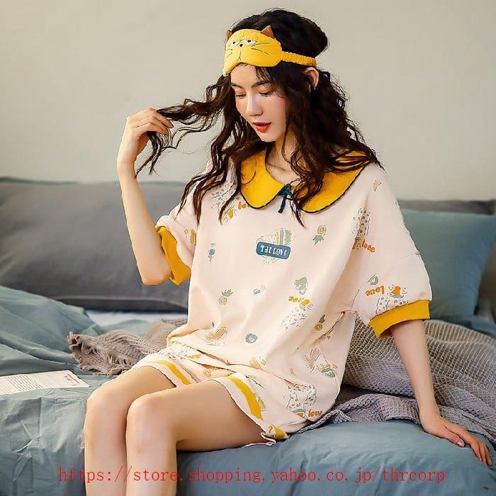 中学生 高校生 パジャマ ルームウェア レディース セットアップ 部屋着 半袖 夏 可愛い 韓国風 ゆったり 寝巻き 女性用 寝間着 おしゃれ 5552 Thr Thrcorp 通販 Yahoo ショッピング
