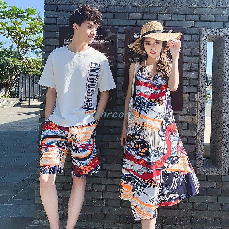 ファッション シリアルシール付 リンクコーデカップルお揃い服ペアルック春夏メンズ 半袖tシャツハーフパンツレディースワンピースカシュクールプリント着 せリゾート海旅行記 Fecq8vr7uk Wrestlesquare Com