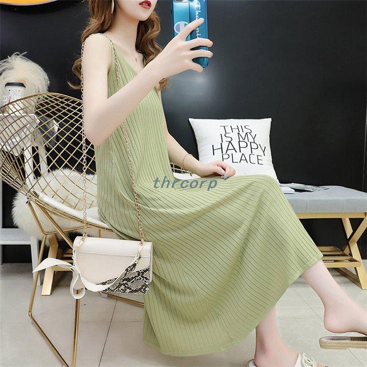 レディースファッション くつろぎカフェタイム 夏日セール夏でも涼しい着心地のニットワンピース袖なしロングセクションスリムフィットワンビース快適ｖネック アイスシルクワンビース Qmy8pmxsws Www Boulevardrestaurants Com