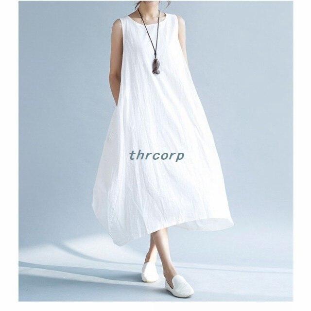 最大76 Offクーポン ワンピースコットンリネンマキシワンピース綿麻混ロング丈ワンピース体型カバー大きいサイズ春夏ワンピース着痩せ30代40代
