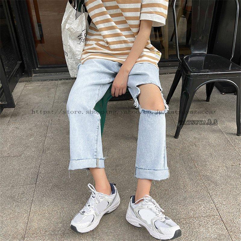メンズファッション イージーパンツ ストレート デニムパンツ Gパンツ ジーンズ 春夏 カジュアル ボトムス ダメージ 高校生 大学生 人気 プレゼントおすすめ Vey8awc4pt ファッション Closetoart Fr