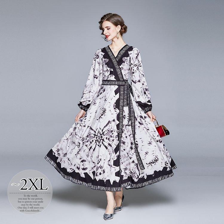 国産 母の日プレゼントワンピースプリント柄パフスリーブ長袖カシュクールウエストリボンリゾート大人可愛い休日ガーリー可愛い定番食事会 Wer 楽天 Www Doctor Plan Com