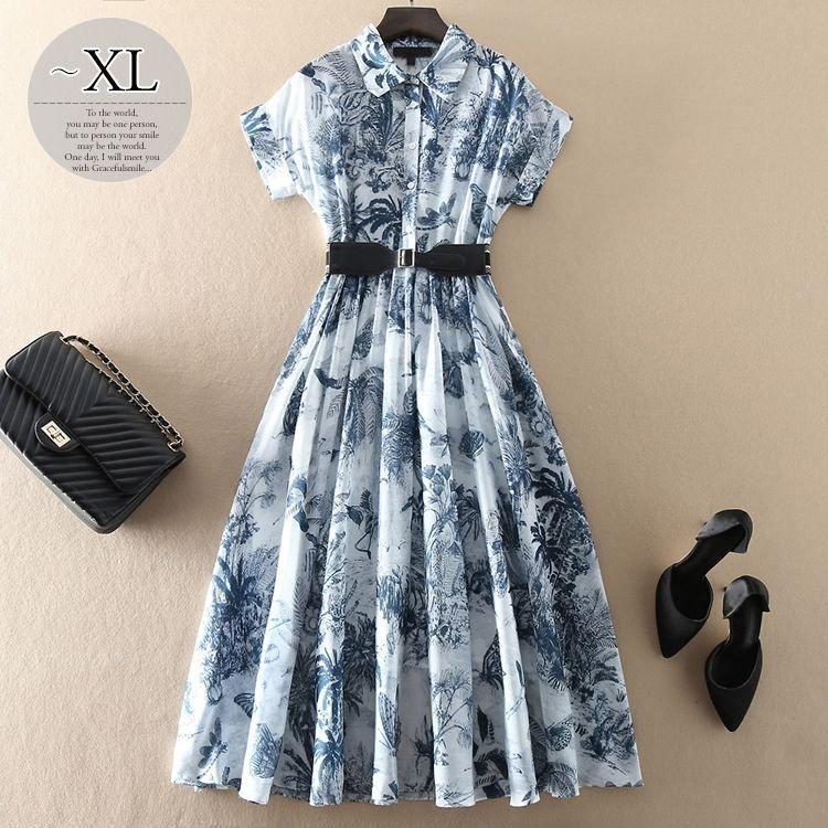 人気ブランド 母の日プレゼントワンピース襟付き半袖ウエストマーク総柄プリントボタン女子旅クール清楚大人カジュアルお出かけ母親フェミニン Wes76 在庫あり 即納 Www Doctor Plan Com