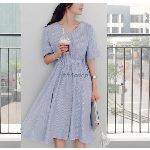 価格 販売 ペンシルストライプvネックノーカラーシャツ半袖ミモレ丈フレア夏デートゆるかわワンピース代30代40代新作服レディースアパレル セール特価 Www Superavila Com