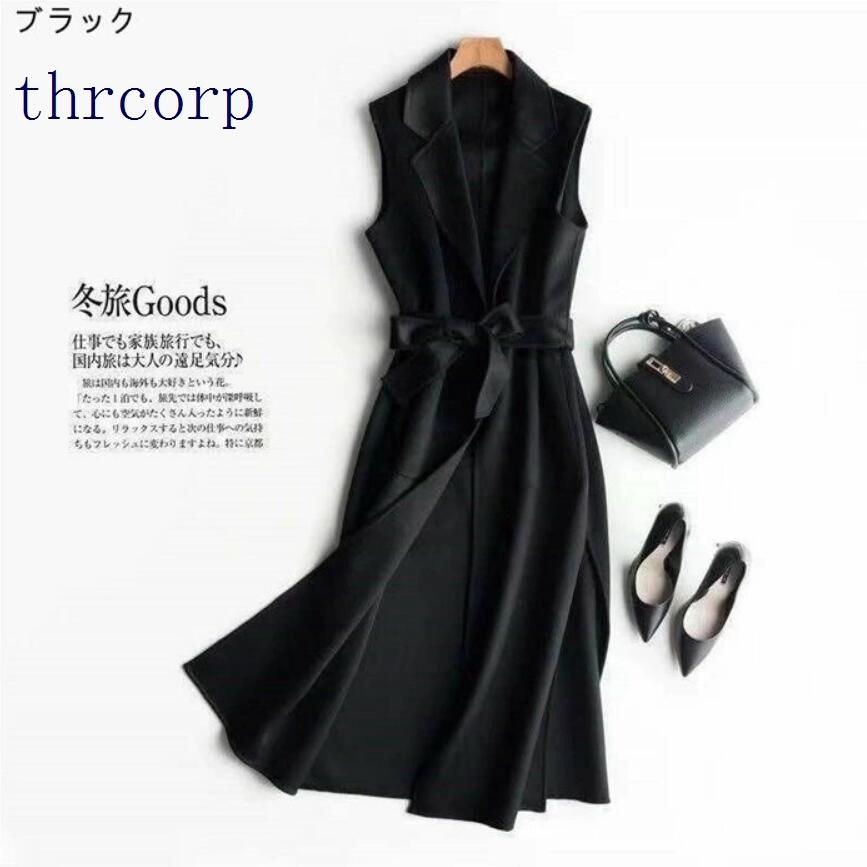 ジレ ベスト カジュアルコート ロングベスト ロングジレ レディース トレンチベスト アウター 大きいサイズ ロング丈 秋 冬|thrcorp|03