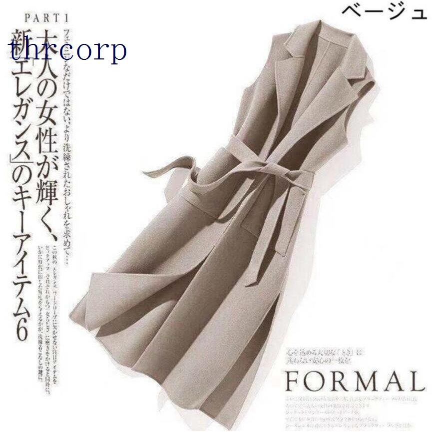 ジレ ベスト カジュアルコート ロングベスト ロングジレ レディース トレンチベスト アウター 大きいサイズ ロング丈 秋 冬|thrcorp|04