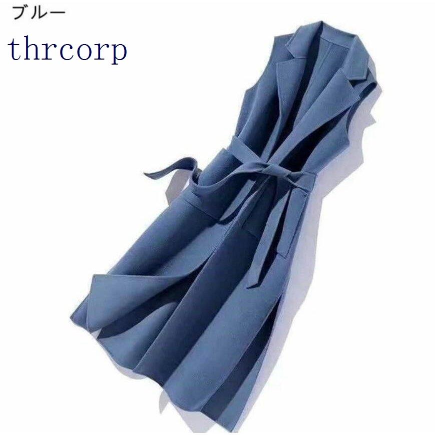 ジレ ベスト カジュアルコート ロングベスト ロングジレ レディース トレンチベスト アウター 大きいサイズ ロング丈 秋 冬|thrcorp|05