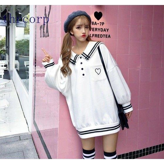 韓国ファッション パーカー レディース トレーナー 長袖 双子コーデ 制服風 原宿系 セーラー服 Thr Thrcorp 通販 Yahoo ショッピング