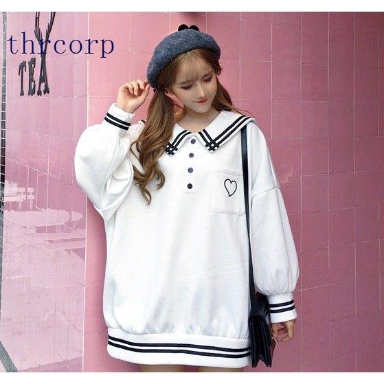 韓国ファッション パーカー レディース トレーナー 長袖 双子コーデ 制服風 原宿系 セーラー服 Thr Thrcorp 通販 Yahoo ショッピング
