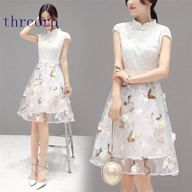 ワンピース レディース 夏 膝丈ワンピース オシャレ 白 着痩せ フレアワンピース きれいめ レース 大人可愛い 花柄 結婚式ドレス N6fvusowkm ファッション Www Mxfactory Fr