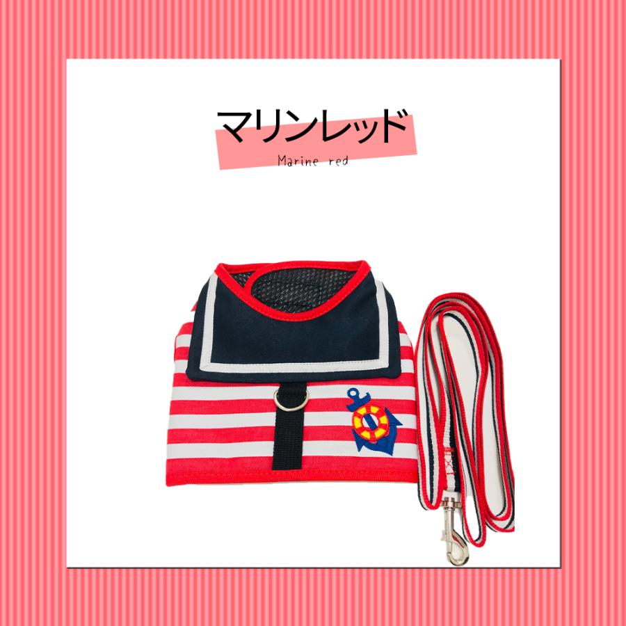 犬 ハーネス リード セット おしゃれ 小型犬 脱げない 中型犬 大型犬 服 ペット 猫 ドッグ  可愛い 簡単脱着式 軽量 セーラー柄 ペット用 |  | 01