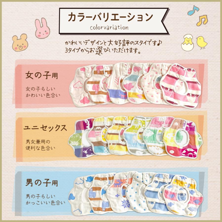 よだれかけ 360度 スタイ 6枚セット 赤ちゃん プレゼント 6重ガーゼ お食事エプロン ベビー 綿100% |  | 02