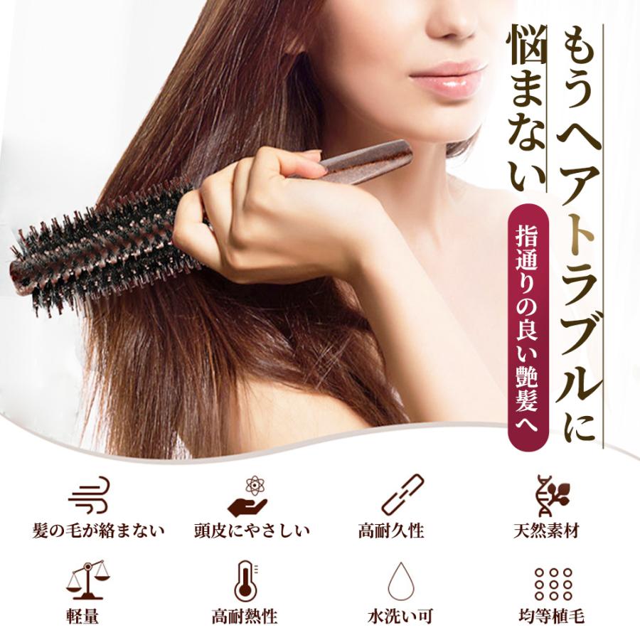 ヘアブラシ 豚毛 静電気 豚毛ブラシ 豚毛ヘアブラシ カールブラシ ロールブラシ ブローブラシ 美容師 くせ毛 くし サラサラ 櫛 木製 |  | 01