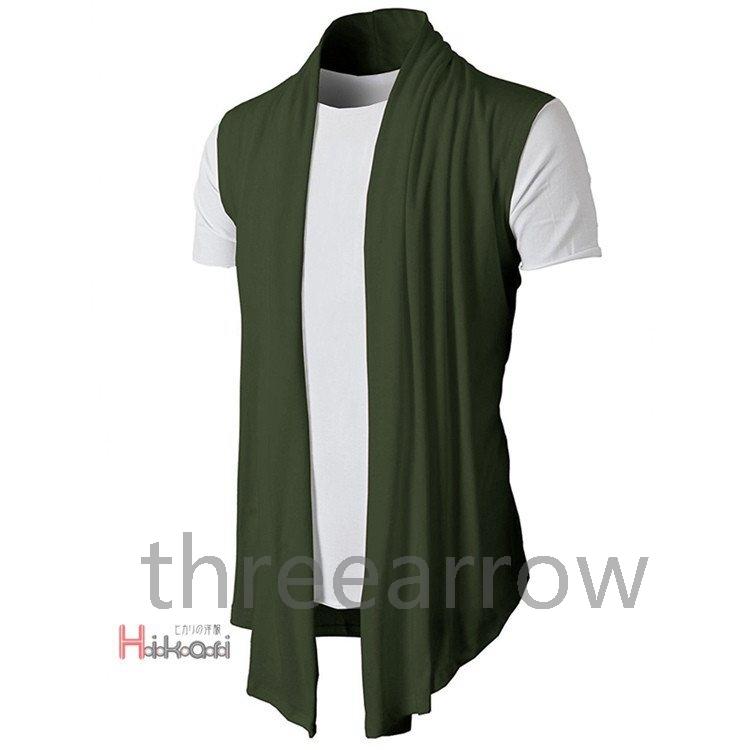 カーディガン メンズ 無地 羽織 はおり シャツ メンズファッション 肩掛け 大注目 薄手 ノースリーブ 冷房対策