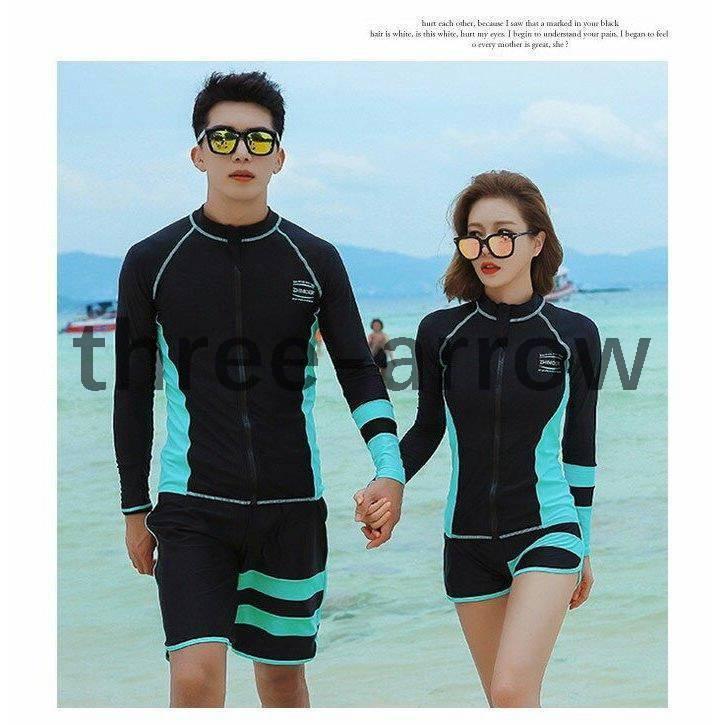 水着 ラッシュガード レディース 水着 メンズ水着 ペア水着 水着ペアルック ジップアップ みずぎ 上下セット 贅沢