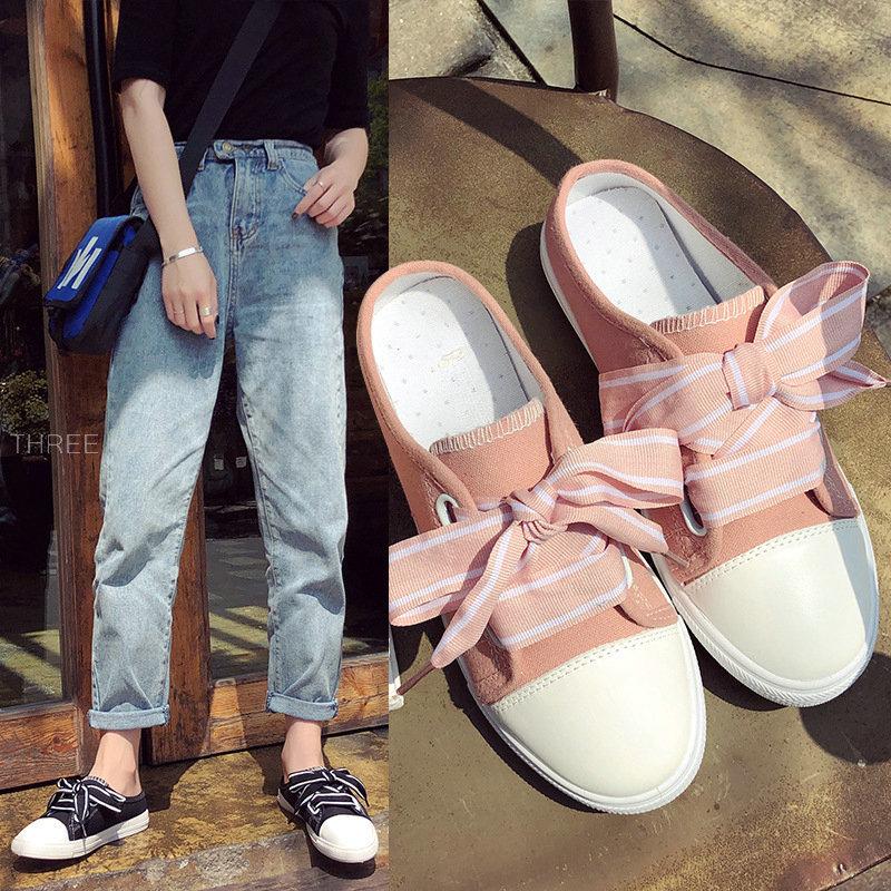 赤字覚悟スニーカーレディース キャンパス レースアップリボン靴フラットヒール スニーカー白可愛い大人気滑り止めカジュアル美脚 Three 2218syslz スリーアロー 通販 Yahoo ショッピング