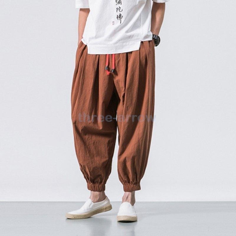 81 以上節約 サルエルパンツ メンズ ワイドパンツ リネンイージーパンツ ハーレムパンツ ガウチョパンツ 薄手 カジュアル 大きいサイズ Aynaelda Com