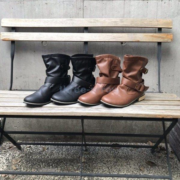 完璧 ブーツ Nz149 シューズ 靴 シンプル プラスサイズ 大きいサイズ エンジニアブーツ 春新作 レディース ショートブーツ レインシューズ カラー ブラウン Www Theopengate Org Il