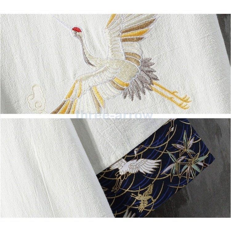 Tシャツ チャイナ服 ゆったり サマー トップス ビッグシルエット メンズ 五分袖tシャツ 刺繍 夏服 涼しい 鶴柄 現金特価 夏服